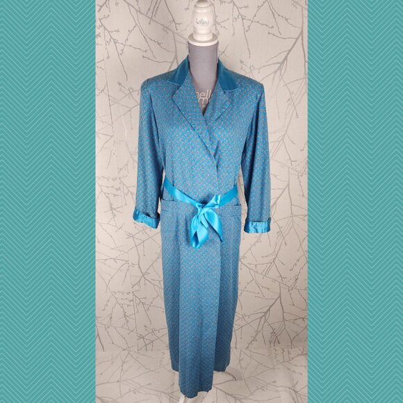 Victoria's Secret VTG Japan Blue Paisley Print  Long Robe - Picture 1 of 5